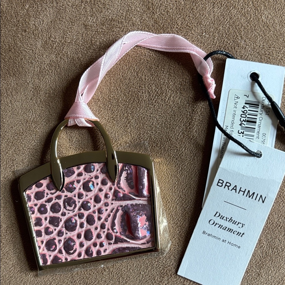 Brahmin Pixie Dust Pink Duxbury Ornament Charm Melbourne Leather Gold NWT